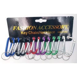 Carabiner D-Ring Push Type Key Ring Holder 7cm (12 ea Mixed Color/Pack) <<$0.40/ea>>
