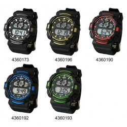 Digital Watch Big Face 50mm with 50meter Water Resistent (12ea Mixed Color/Display Box)