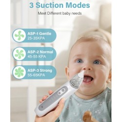 Electric Nasal Aspirator Cleaner for Baby and Kids with 3 Silicone Tips