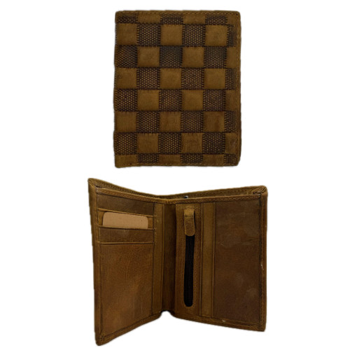 Genuine Leather Brown Square Emb Mans Wallet Genuine Leather Brown Square Emb Mans Wallet