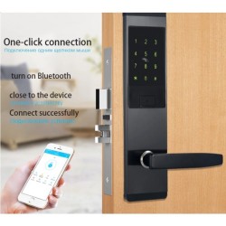 Smart Door lock with fingerprint lock, smart card, password and key operated with Smart Phone - No DC