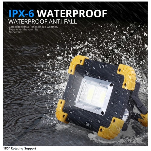 Portable Led Work Light 100 Watt for Outdoor with Two 18650 Rechargeable Battery (No DC) Portable Led Work Light 100 Watt for Outdoor with Two 18650 Rechargeable Battery (No DC)